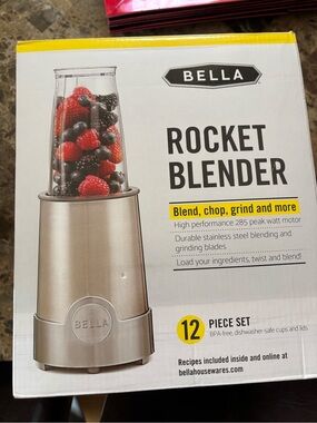 Abella Rocket Blender 12-Piece Set - Clear and Gray Accents